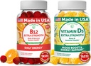 Lunakai Vitamine B12 et vitamine D3 Gommies - 3000 mcg B12 et 25 mcg 1000 UI VIT D3 - Sans gluten, sans sirop de maïs, biologique, sans OGM, sans gélatine végétale