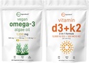 Micro-ingrédients Vitamine D3 5 000iu + K2 100mcg Softgels & Vegan Omega 3 Supplément à l'huile d'algues Bundle 2 Pack