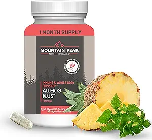 Mountain Peak Nutritionals Aller G Plus - Soutien aux allergies respiratoires, sinusales et saisonnières - w/Bromelain & Sting Nettle - Promotion de la fonction immunitaire saine (90 capsules végétariennes)