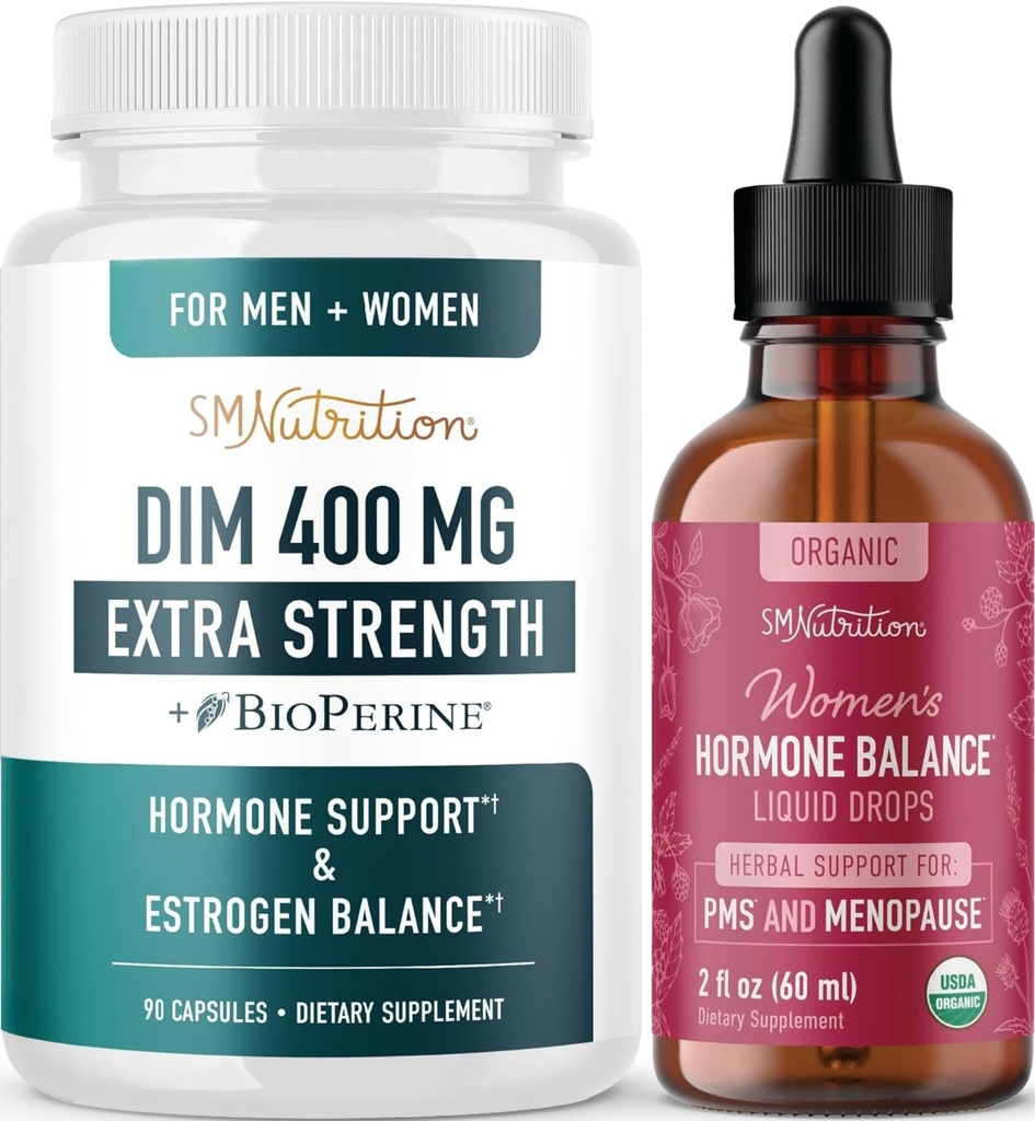 Teinture d'équilibre hormonal à base de plantes et supplément DIM extra-forts.Liquid Cycle Support Supplément pour femmes (60 portions)