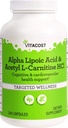 Vitacost Alpha acide lipoïque et acétyl L-Carnitine HCl -- 1 600 mg par portion - 240 Capsules de marque Vitacost