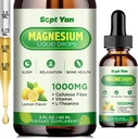 Magnesium Glycinate Liquid Drops, 1000mg Magnesium Glycinate, Citrate & Threonate with Cellulose Fiber, L-Theanine, Vitamin B & C for Sleep, Muscle, Energy & Relaxation, Sugar-Free Lemon Flavor