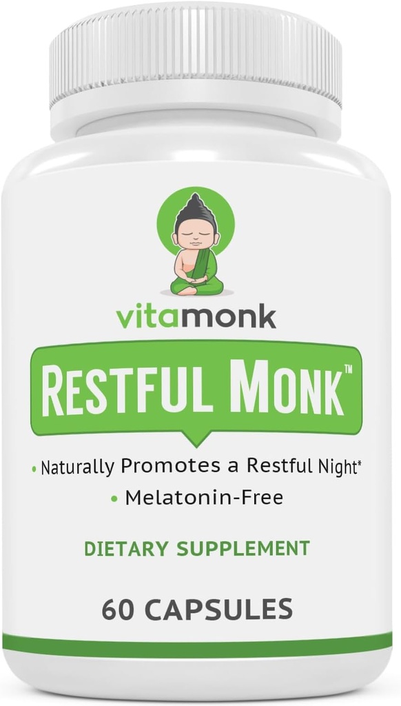 VitaMonk Melatonin Aide au sommeil gratuite avec Magnésium, GABA, Theanine et Apigenin - Aide au sommeil naturel sans Melatonin, Aide au sommeil naturel pour adultes, Pills pour adultes, Aide au sommeil pour adultes