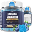 Gummies de glutathion liposomique, 1100mg Formule concentrée - 98 % Biodisponible avec Vitamine C, ALA, NAC et chardon de lait pour antioxydant - Supplément de désintoxication pour le foie, végétalien, 120 ct