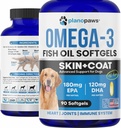 Omega 3 Huile de poisson pour chiens - Huile de saumon pour chiens - Supplément d'huile de poisson pour chiens peut aider Shedding, Allergie, Démangeaison - Supporte la peau sèche, les articulations - Supplément de peau de chien et de manteau - 90 pilules d'huile de poisson EPA DHA