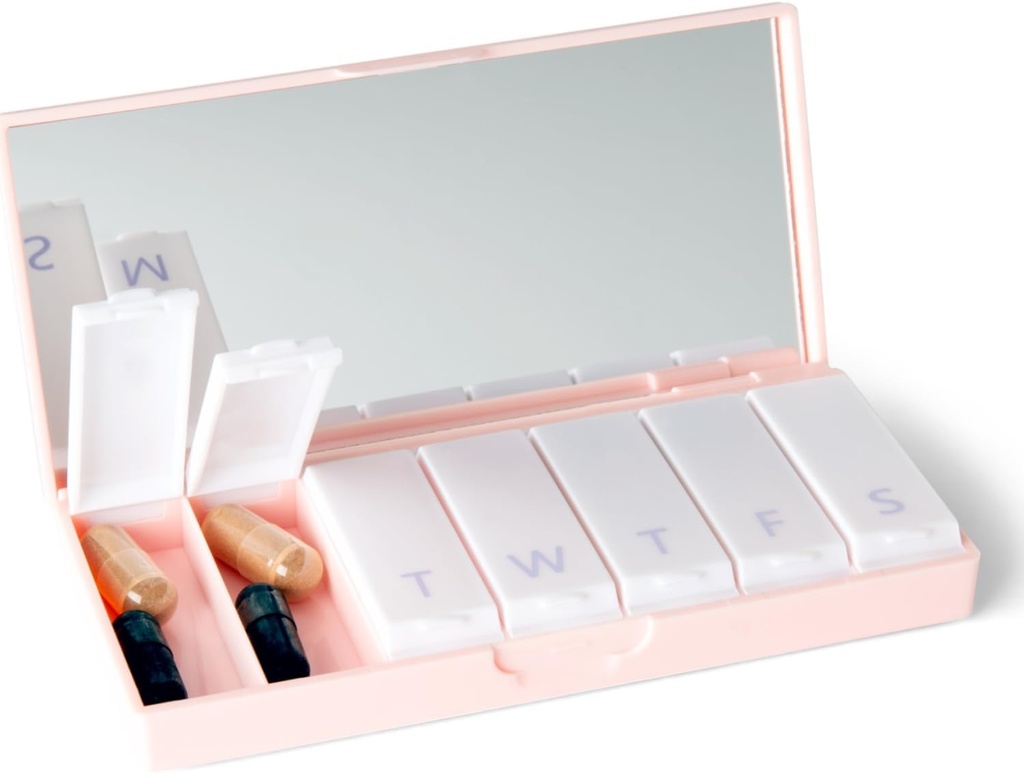 PORT X POLISH Designer Organisateur hebdomadaire de boîtes à pilules (Single 1X Daily, Blush Pink)
