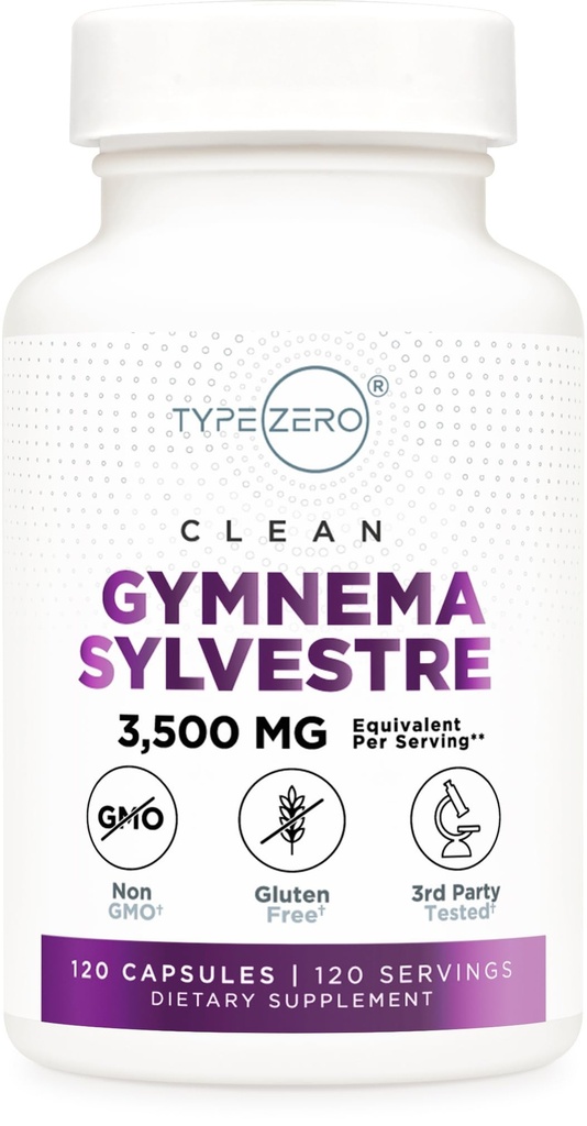Type Gymnema Sylvestre propre Zero Capsules (120 portions, 3 500 MG équivalent par portion) - Non-OGM, sans gluten
