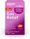 Amazon Basic Care Gas Relief, Ultra Strength Gas et Bloating Relief pour les adultes, 180 mg Siméthicone Fast Gels, 48 Compte