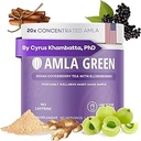Amla Powder & Immunity Blend Superfood Supplement with Elderberry, 20x Ultra Concentrated Amla, Immune Support, Made with Ginger, Cinnamon, Peppermint, Indian Gooseberries, Immunity, 90 Servings