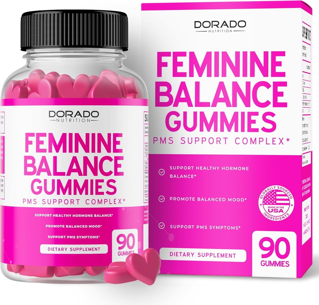 Équilibre féminin pour les femmes Gummies & PMS Gummies (90 comte) - Équilibre féminin naturel pour les femmes - Crampes, Bloating, Mood Swings, Hot Flashes - Formulé avec Cranberry, Dong Quai & Chasteberry