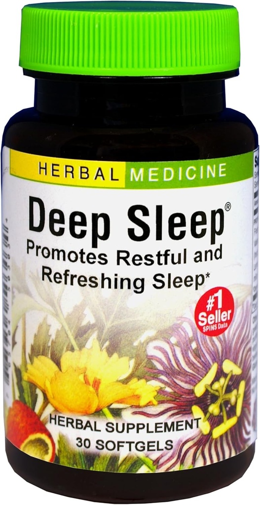 Herbs Etc. Softgels de sommeil profond - Supplément de sommeil à base de plantes - Soutien au repos et au repos avec baume Passionflower, camomille et citron - 30 Softgels (30 portions)