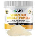 AKI Omega 3 Suppléments en poudre de microalgues DHA - Vitamine kéto végétale - Alternative au poisson ou à l'huile de krill - Vegan & Non-OGM (4.58oz/130g)