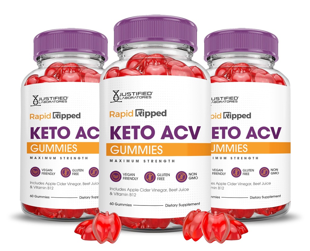Laboratoires Justifiés (3 Pack Rapid Ripped Keto ACV Vegan Non OGM 180 Gummies