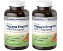 American Health Papaya Enzyme avec des comprimés à croustilles chlorophylle - 600 Nombre (200 portions totales) (paquet de 2)