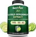 Nutrivein Premium Citrus Bergamot Supplément 1400mg 25:1 Bergamia Extrait - 60 jours d'approvisionnement (120 capsules): puissant agrumes italiens Bergamot 1400 mg+ haute concentration - coeur et système circulatoire