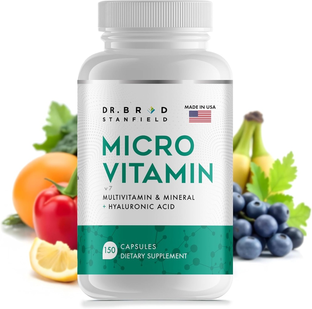 Daily Low Dose MultiVitamin & Mineral for Men & Women to Support Cognitive Performance & Memory + Hyaluronic Acid for Skin Health + TMG for Exercise (150 Count)