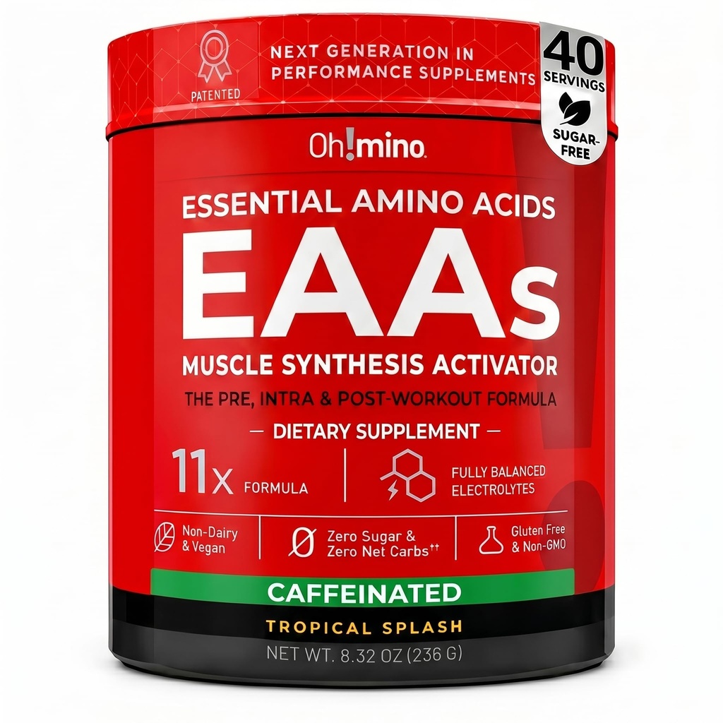 Supplément aux acides aminés essentiels. Splash Tropical, Poudre Cafeée. Tous les 9 AEA, BCAA et l'Amino parfait pour les entraînements, Amino Energy, et pour construire le muscle, et récupérer plus rapide.