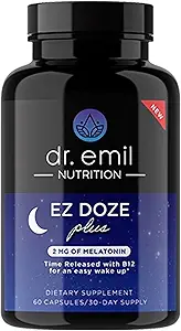 DR. EMIL NUTRIITION EZ Doze Aide naturelle au sommeil sans mélatonine avec L-Theanine, GABA et 5HTP - Pilules de couchage extra-fortes pour adultes - Formation sécuritaire et non-habitante (60 capsules de Veggie)