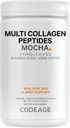 Codeage Multi Collagène Peptides Poudre de protéines - Chocolat Mocha Café instantané - Gourmet Knoa Coffee Drink & Shake - Collagène Type I, II, III, V & X - Herbacé, Hydrolysé, Non-OGM - 14.39oz