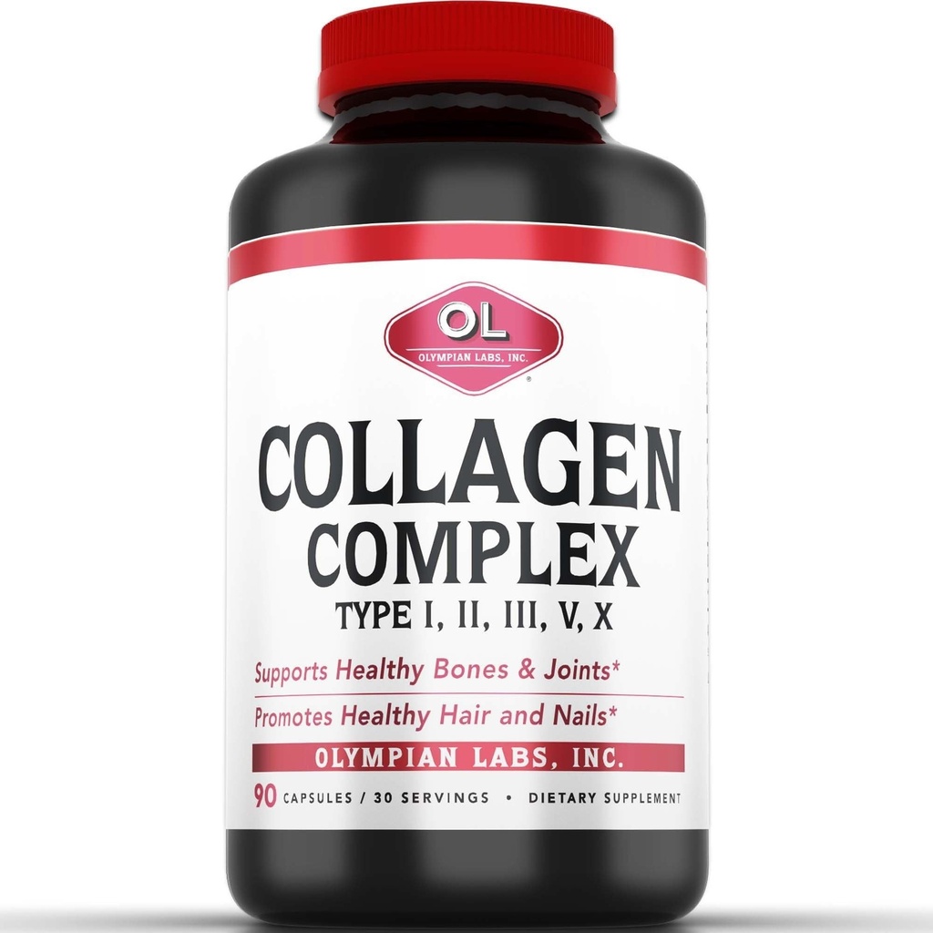 Olympians Labs Multi Collagen Complex Type I, II, III, V, X, Cheveux, Nails, Joint, Gut Health, 90 capsules, 30 jours d'approvisionnement