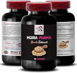 Complexe de support énergétique - Muira PUAMA BARK Extract - Soulevez l'énergie, Energisant naturel, Support de la force quotidienne, Drive botanique, Mélange de boost équilibré, Préparation à l'aventure 1 bouteille 60 capsules