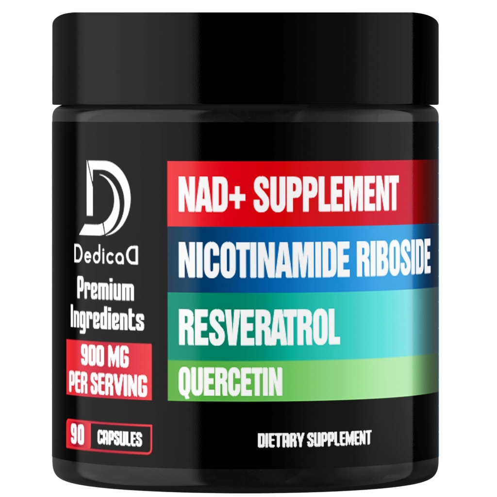 Supplément NAD avec liposomal Nicotinamide Riboside 900mg NR, Resvératrol, Quercetin - 90 Capsules - Production et restauration cellulaire, Bien vieillir, Vitalité