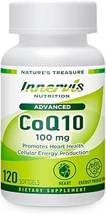 CoQ10 100mg – Soutien cardiaque et énergétique avec un puissant antioxydant, 120 Softgels, facile à avaler