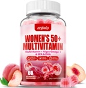 Femmes sans sucre Multivitamine 50 Plus Gommies avec Calcium, Magnésium, Zinc, Vitamine A, C, D3, E, K2, B Complexe, Folate, Biotine - Multivitamines et minéraux pour la peau, l'énergie, le soutien immunitaire