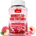 Femmes sans sucre Multivitamine 50 Plus Gommies avec Calcium, Magnésium, Zinc, Vitamine A, C, D3, E, K2, B Complexe, Folate, Biotine - Multivitamines et minéraux pour la peau, l'énergie, le soutien immunitaire