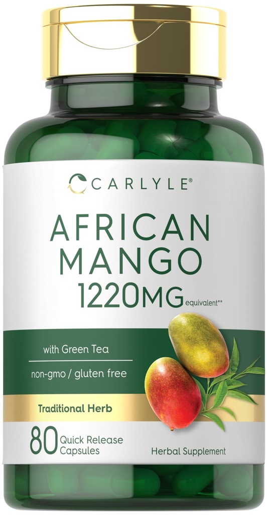 Supplément de mangue africaine Carlyle 1220mg , 80 Capsules , sans gluten