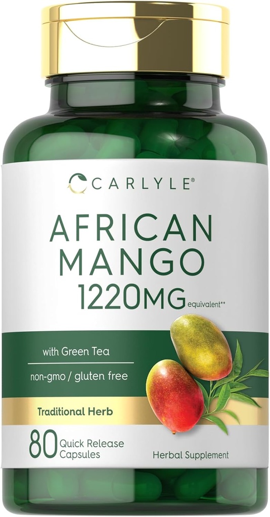 Supplément de mangue africaine Carlyle 1220mg , 80 Capsules , sans gluten