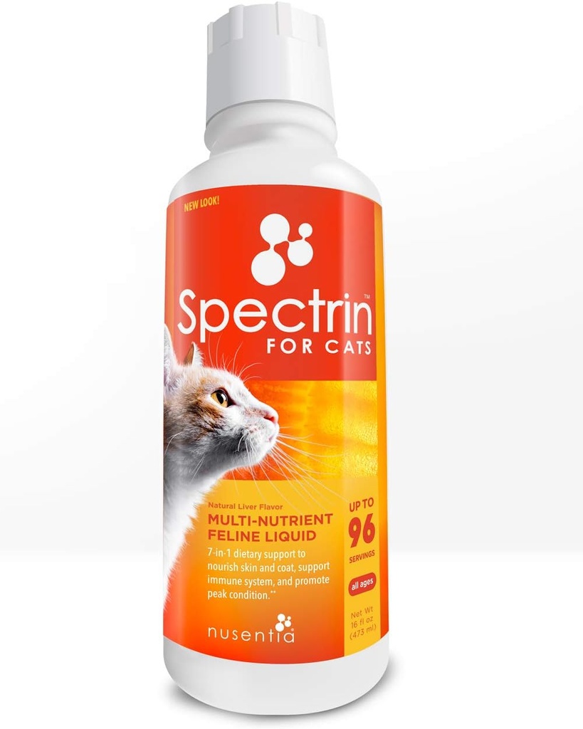 Vitamines pour chats - Spectrine 16 OZ - Vitamine liquide et supplément antioxydant pour chats - 96 doses