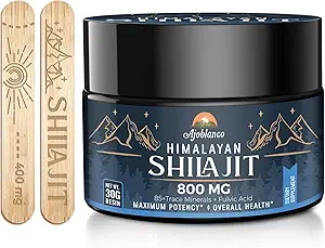 Ajoblanco 800 Mg Himalayan Shilajit Resin, Shilajit Pure Himalayan Organic, supplément Shilajit avec pureté, haute dose et puissance pour l'énergie, la force et l'immunité, hommes et femmes, 30 Grams