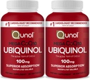 Qunol Mega Ubiquinol Coq10 100mg, Superior Absorption, Patented Water and Fat Soluble Natural Supplement Form of Coenzyme Q10, Antioxidant for Heart Health, 60 Softgels, Pack of 2