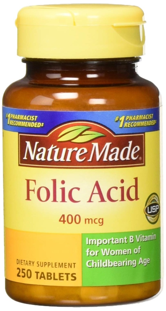 Acide folique de la nature (400 μg) Comprimés, 250 Nombre, paquet de 2