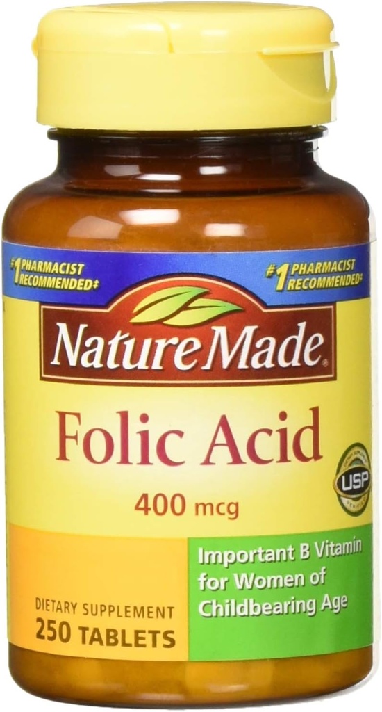 Acide folique de la nature (400 μg) Comprimés, 250 Nombre, paquet de 2