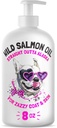 Huile de saumon sauvage de l'Alaska pour chiens et chats - Pure Fish Omega 3 6 9 Acides gras de l'EPA liquide DHA - Supplément de peau et de manteau - Soutient la fonction articulaire, le cerveau, les yeux, l'immunité et la santé cardiaque - Fabriqué aux États-Unis 8 oz