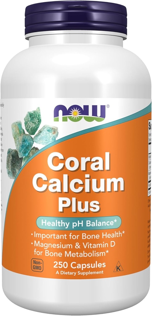 NOW Foods Supplements, Coral Calcium Plus, Bone Health*, Healthy pH Balance*, 250 Veg Capsules