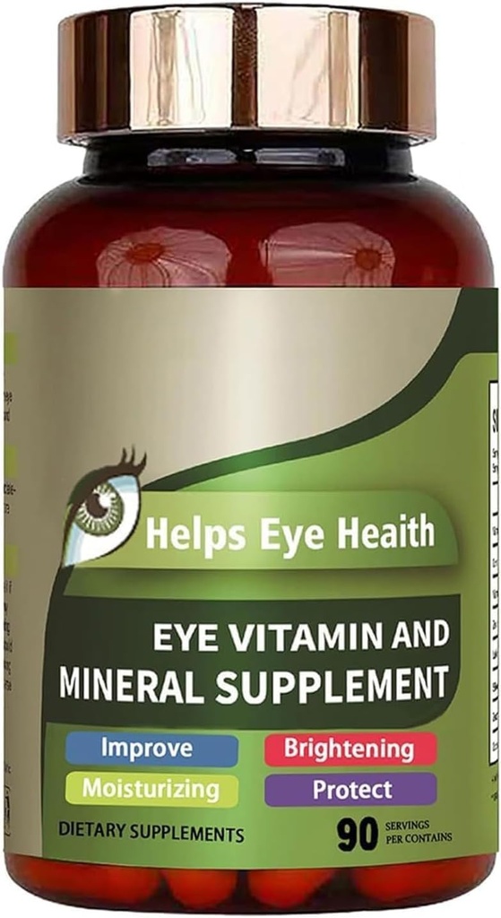 Vitamine oculaire et supplément minéral avec lutéine, zéaxanthine, soutient la souche oculaire, santé de la vision pour les adultes avec des vitamines C et E, Vitamine oculaire végétalienne