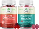 Bundle of Fibre Gummies - Supplément de racine de chicorée avec soutien prébiotique pour la santé Gut & Digestive et Gommies de magnésium - Citrate de magnésium relaxant - Aromatisé aux framboises pour la relaxation du corps et de l'esprit