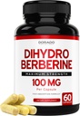 Dihydro Berberine Supplément 100mg, 60 Capsules (GlucoVantage Super Berberine Patented avec 5X plus efficace que la bière avec moins d'effets secondaires) - Une tierce partie testée, Vegan & USA Fabriqué
