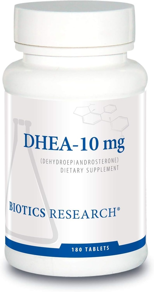 Recherche en biotique DHEA 10 Milligramme équilibre hormonal, métabolisme, amélioration de l'humeur et des perspectives, âge gracieusement, réponse au stress en santé, 180 comprimés