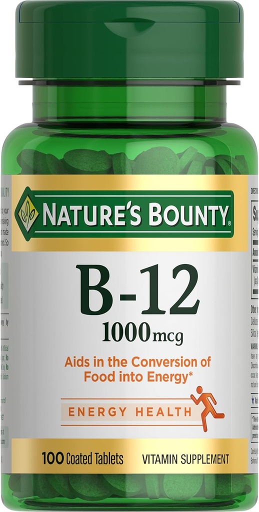 Vitamin B12 by Nature's Bounty, Vitamin Supplement, Supports Energy Metabolism and Nervous System Health, 1000mcg, 100 Tablets
