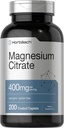 Horbäach Citrate de magnésium (400mg) 200 Caplets (200) Supplément végétarien, sans OGM et sans gluten