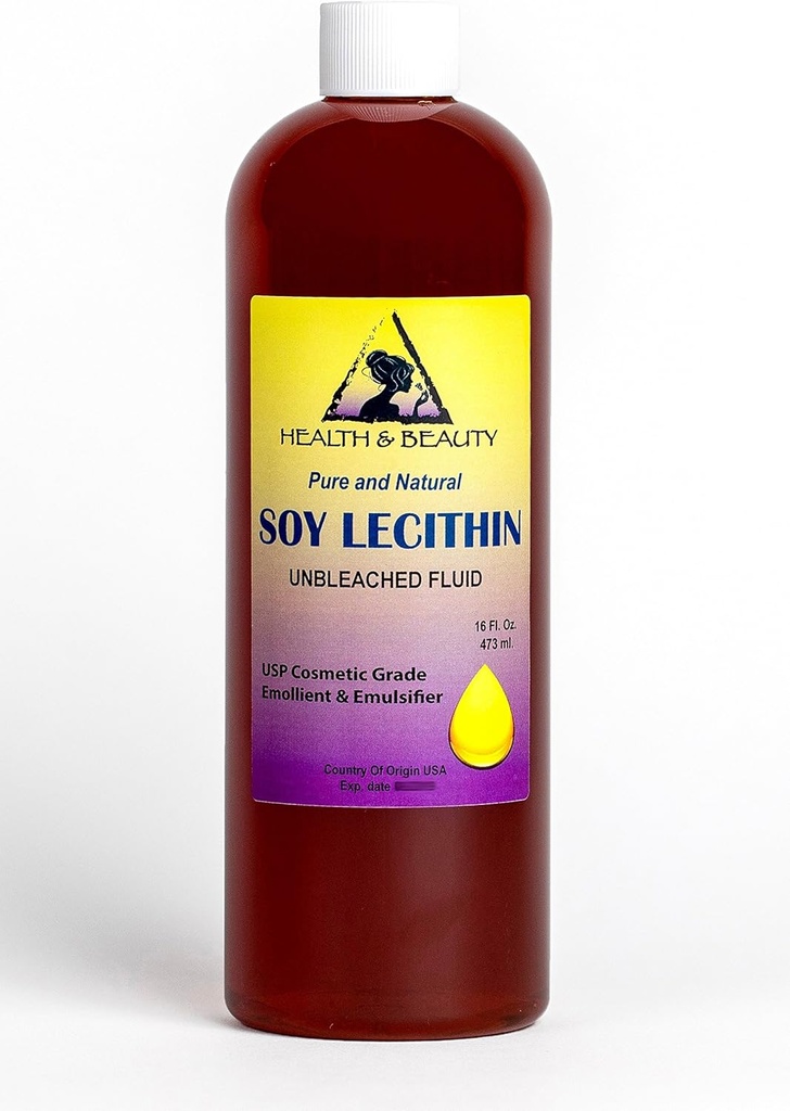 Lécithine Soy Emulsifiant liquide non blanchi Stabilisant émollient Pure 16 oz