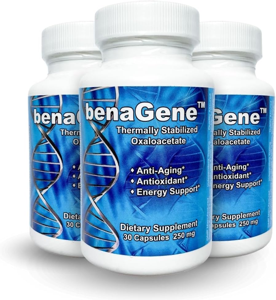 Benagene Oxaloacetate Supplement - Supports Cellular Energy, Healthy Metabolism, & Body Regulation - Thermally Stabilized with Vitamin C - Non-GMO & Vegan - Once Daily (90 Servings)