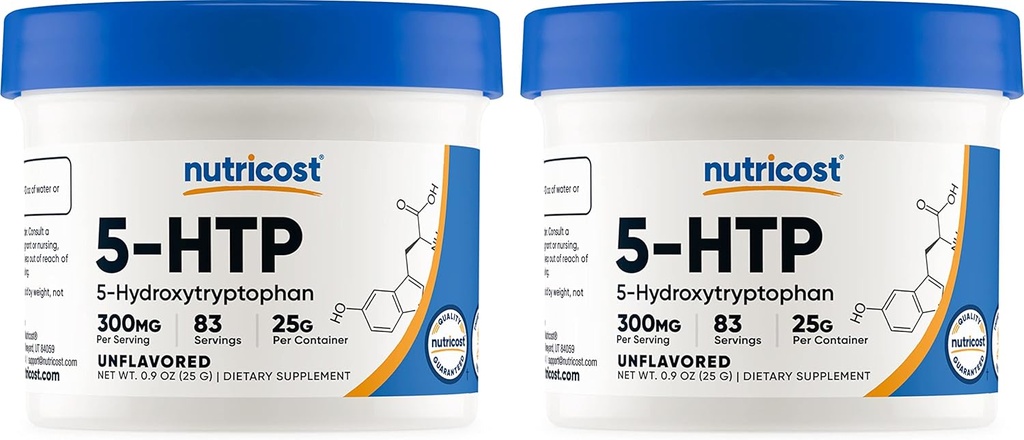 Nutricost 5-HTP poudre 25 Grams (2 Pack) (300mg par portion)
