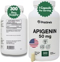 PRISTINE'S Apigenin Supplément d'approvisionnement de 300 jours pour les capsules de sommeil - Supplément de soutien de la prostate Trouvé dans la poudre de camomille pour la relaxation, le vieillissement en santé, la santé du cerveau et du coeur, et l'immunité