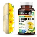 BIO KRAUTER Capsules de racine de dandelion - 1800 mg Résistance - 100 Compte - Supplément de racine de dandelion - Capsules végétaliennes pour le soutien du foie