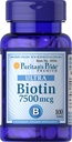 Puritan's Pride Biotin 7500 mcg, Healthy Hair Support, 100 comte, 100 comte (paquet de 1)